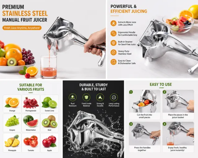 Heavy Duty Handhold Press Fruit Manual Juicer
