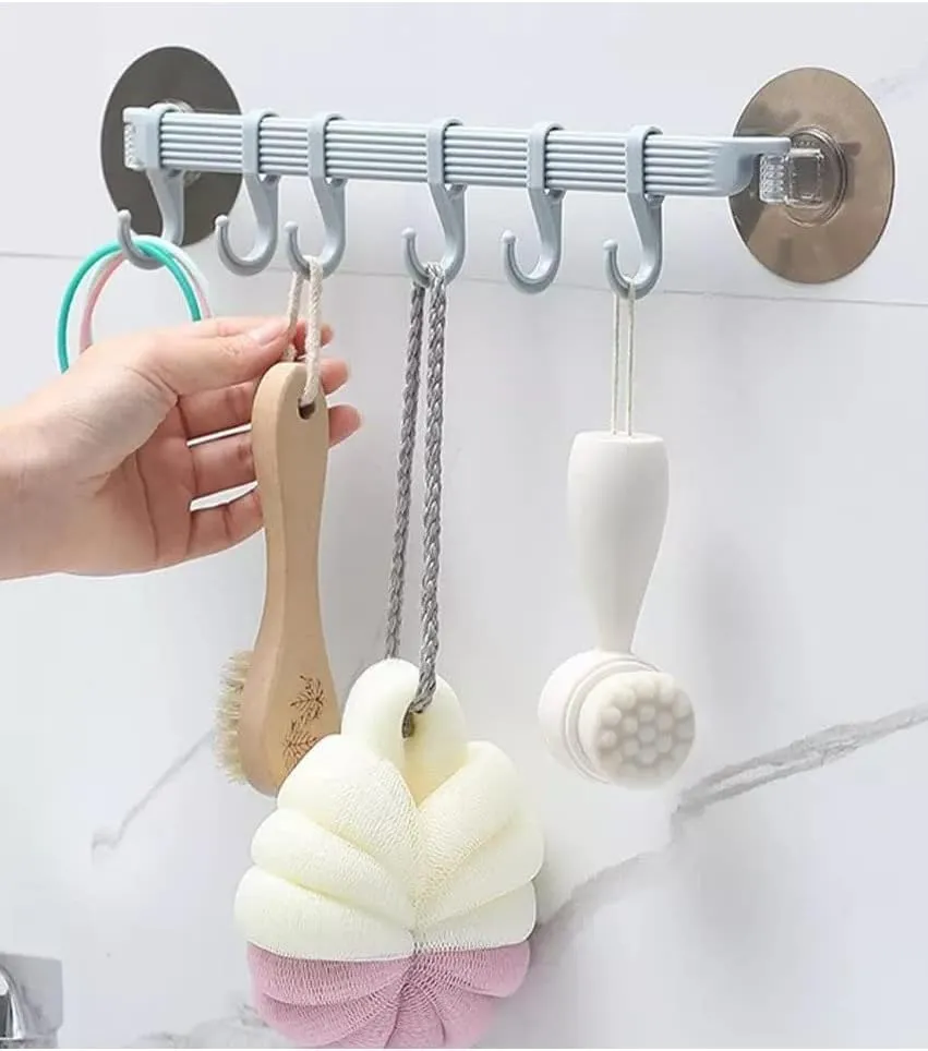 Suction Cup Multi-Hook Wall Organizer – No-Drill Hanging Rack for Bathroom, Kitchen, Towels, Cleaning Tools & Accessories — view 6